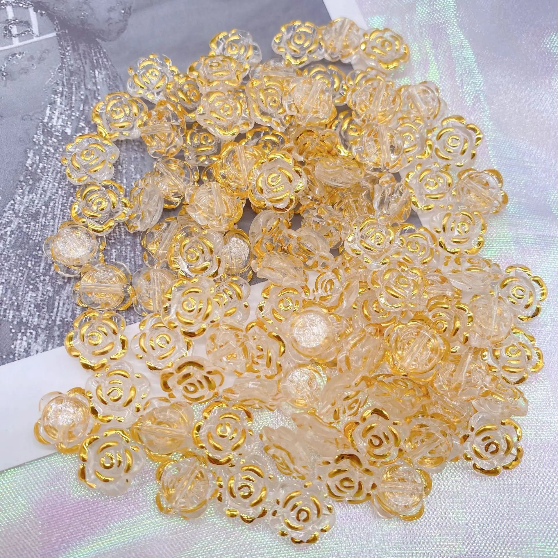 Phnom Penh Acrylic Ice Through Small Flowers Beads Bicolor DIY Bracelet Loose Beads for Jewelry Making