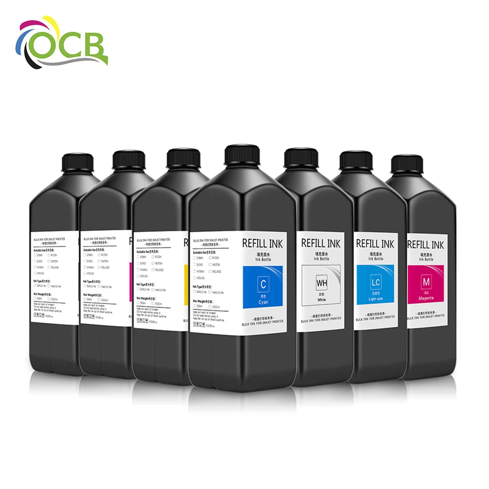 OCBESTJET 1000ml Custom Gold UV LED Bestjet Para Ink Tinta Tintas for Epson DX5 DX7 XP600 TX800 L1440 Cabezal Inkjet Printer