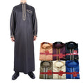 Islamic Dubai Omani Moroccan Muslim Cap Lucknowi Masar Jalabiya Long Sleeve Thobe Kurta Pant Set for Men