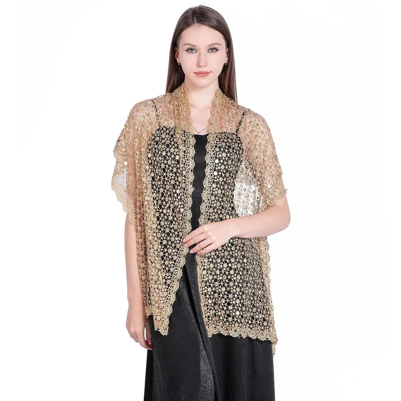 Women's Embroidered Shawls and Wraps for Evening Party Dress Sparkling Sequin Deco Wedding Scarf for Bride
