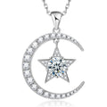 Moon&Star Design 1ct White Gold Plated Silver Material VVS Pendant Moissanite Necklace