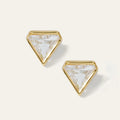 LOZRUNVE 925 Sterling Silver Crystal Small Pyramid Stud Earring Gold Vermeil