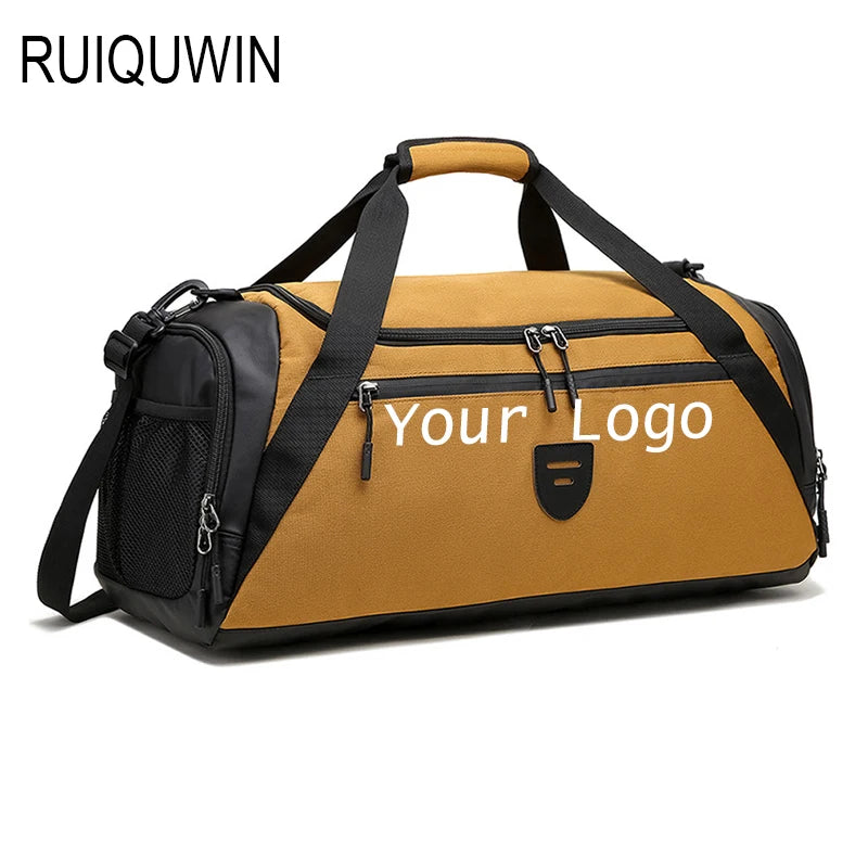 RUIQUWIN Custom Logo Unisex Travel Fitness Backpack Waterproof Sport Duffel Bag with Shoes Compartment for Men and Women