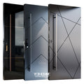 Guangdong Yohome Latest Exterior Modern Doors Entry Modern Black Entrance Door High Grade Security Steel Door