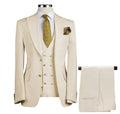 XS-5XL Three-piece Suit Beige Groom Best Man Suit Wedding Banquet Casual Suit