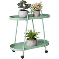 Movable Iron 2-Tier Kitchen & Bathroom Bar Cart Rack Oval Shaped Rolling Trolley with Wheels for Home Storage & Organization