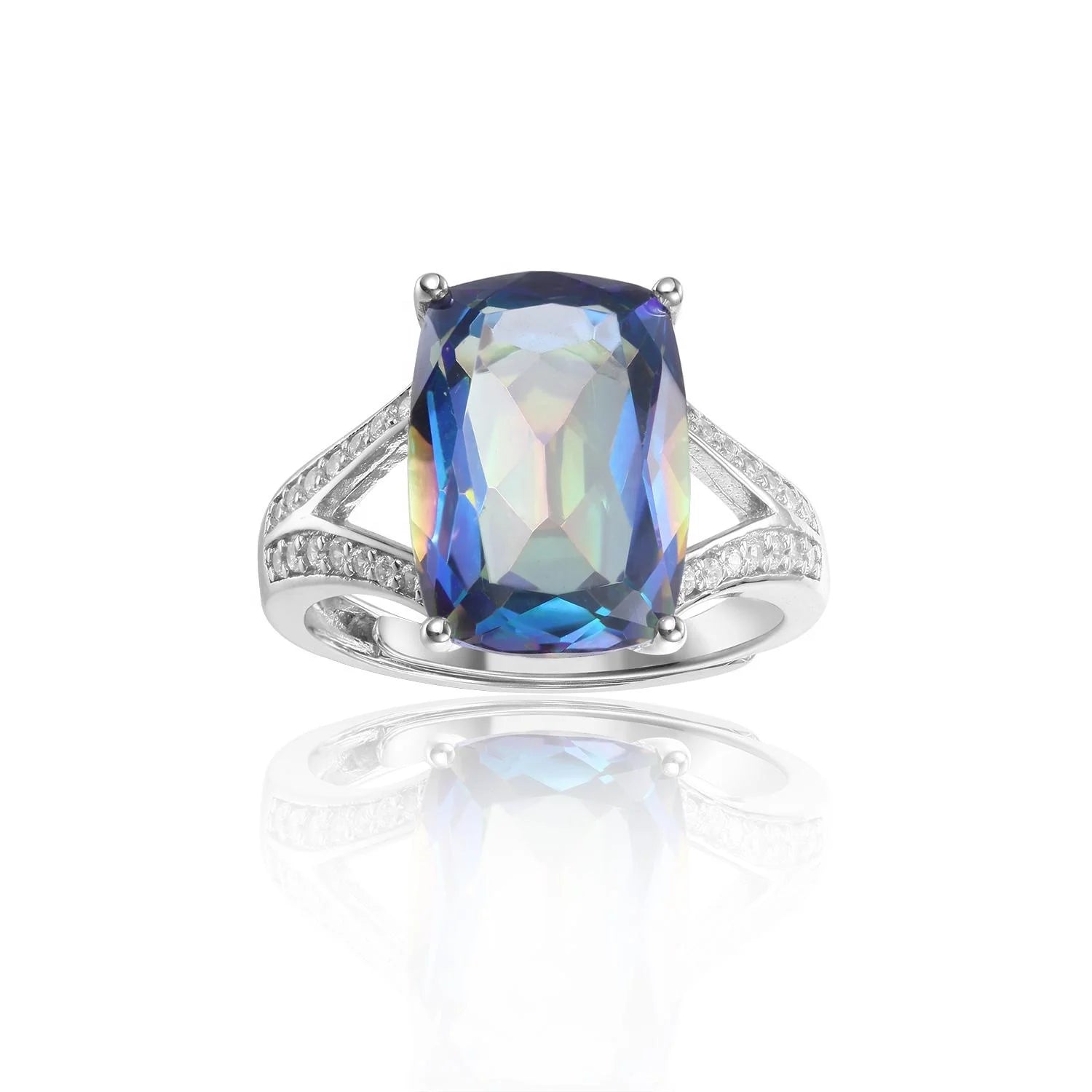 Abiding Cushion Cut Big Gemstone 925 Sterling Silver Engagement Fashion Solitaire Ring Women for Fine Jewelry