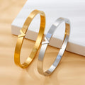 Luxury Designer Smooth Mirror Fashion Stainless Steel 18K Gold Silver Plated Brand Letter V Bracelet Bangle Unisex Jewelry