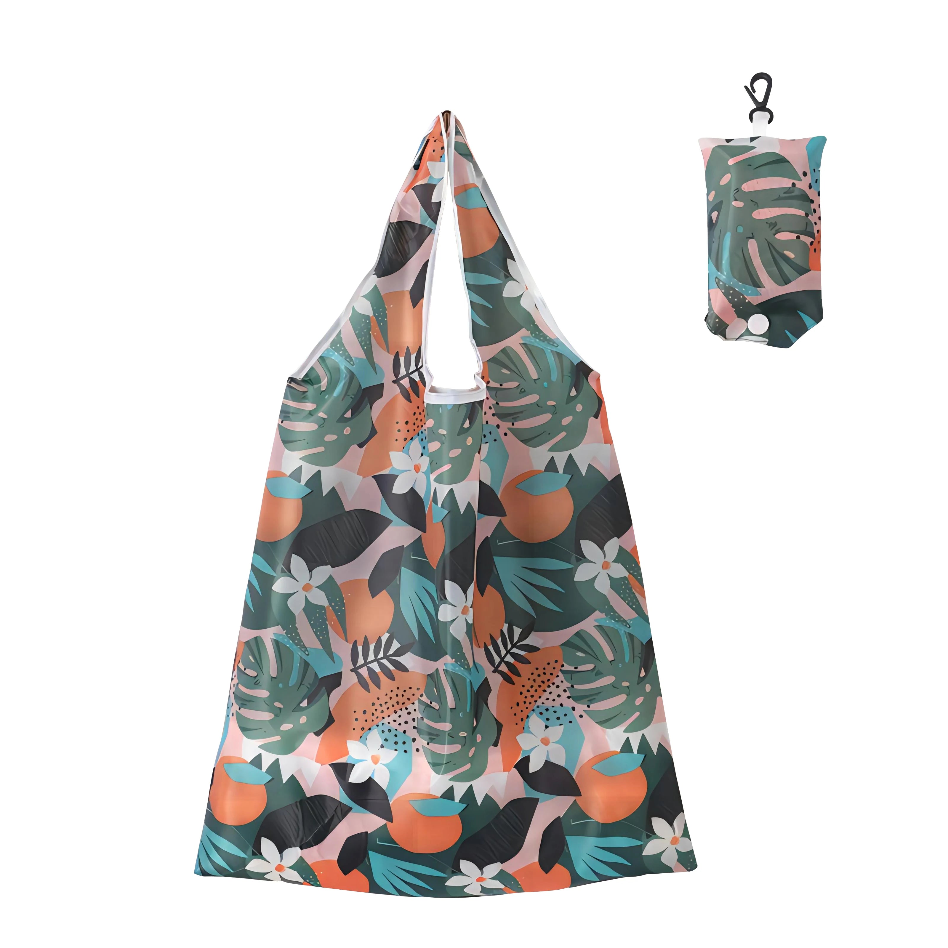 BIG Eco-Friendly Portable Shoulder Handbag Reusable Folding Shopping Bag Simple Solid Color Grocery Bag for Travel & Daily Use