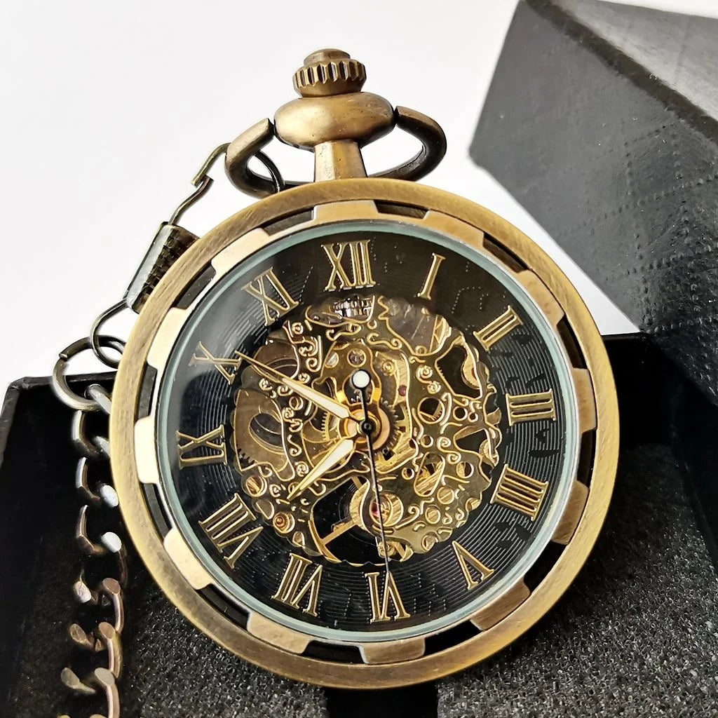 Classic Antique Skeleton Hollow Mechanical Watches Hand Winding Mechanical Pocket Watch