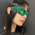 STORY Vintage Wrap Around Sports Sunglasses Women Men Fashion Custom LOGO Y2K Shades Silver Frame Rectangle Cycling Sun Glasses