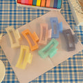 High Quality New Classic Style Jelly Color Resin Plastic Square Hollow Geometric Hair Claw Clips