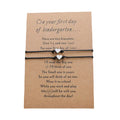 SC Your First Day of Kindergarten Kids Bracelet Set Handmade Braided String Bracelets Long Distance Heart Friendship Bracelets