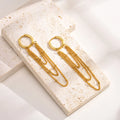 Ins Popular Gold Pvd Plated Stainless Steel Chain Tassel Charm Hoop Earring for Women Waterproof Hypoallergenic Jewelry Gift