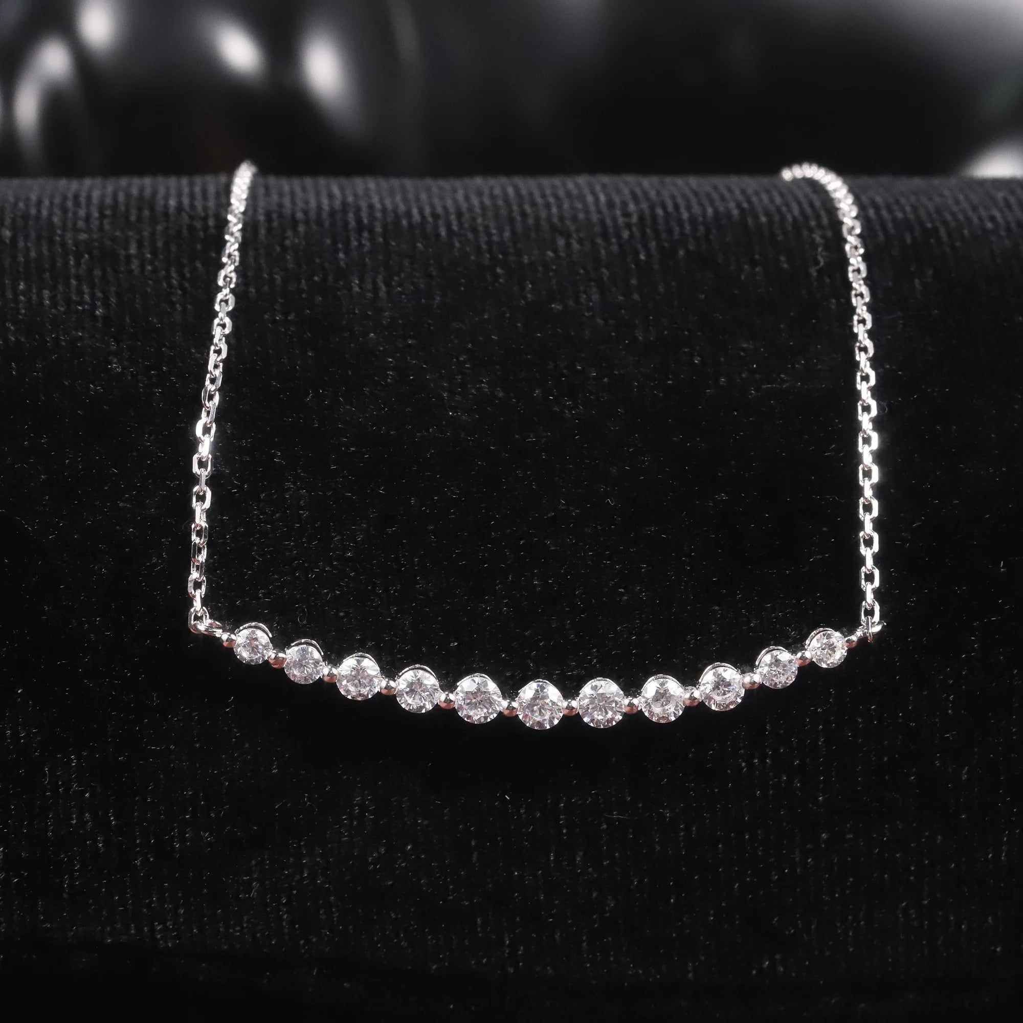 SU203N Abiding Factory Customized Lab Grown Diamond 9K 10K 14K 18K Real Gold Necklace Long Bar Pendant Necklace for Gift