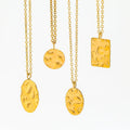 Fenny 18K Gold Plated Personality Simple Handsome Geometric Hammer Grain Pendant Necklace Stainless Steel Jewelry Wholesale