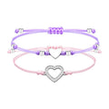 Wholesale Dainty Stainless Steel Zircon Heart Pendant Rope Braided Bracelets for Mom Daughter