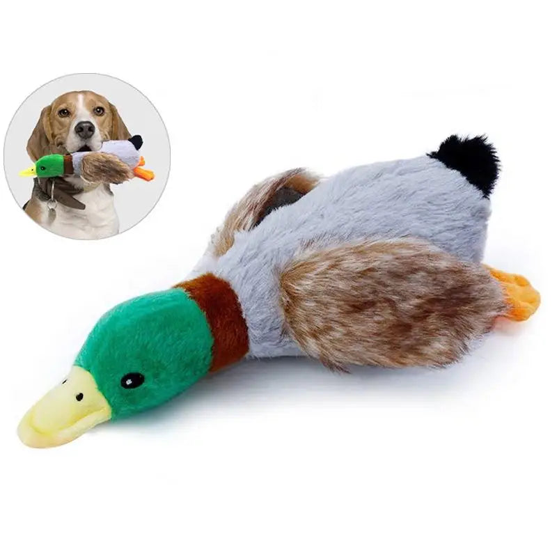 Pet Dog Sustainable Eco-Friendly Squeaky Chewing Plush Toy Wild Duck Shape Interactive for Dogs