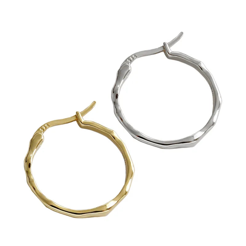 Dainty Irregular Circle Minimalist Office Jewelry Professional Women Hypoallergenic 925 Sterling Silver Hoop Earrings