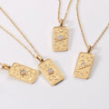 Niche Design Star Sun Moon Stainless Steel Three-dimensional Relief Inlaid Opal Pendant Tarot Necklace