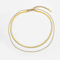18K Gold Plated Stainless Steel Snake Chain Herringbone Unisex Double Snake Chain Choker Necklace for Anniversary