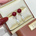 Women's Freshwater Pearl Jewelry Earrings Natural Rabbit Palace Lace with Shell Inlaid Jade Wholesale From the Natural Palace