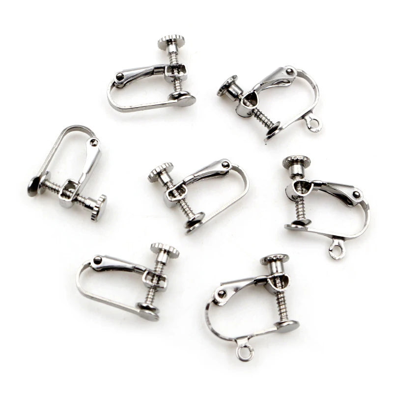 10pcs/lot 15*13mm Stainless Steel Screw Ear Clip Earring Settings Rotate Pads Earring Findings for Jewelry Making Supplies
