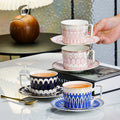 QIAN HU Top Sale Custom British Vintage Style Bone China Cup Saucer Set Golden Rim Espresso Coffee Tea Drinkware for Home Use