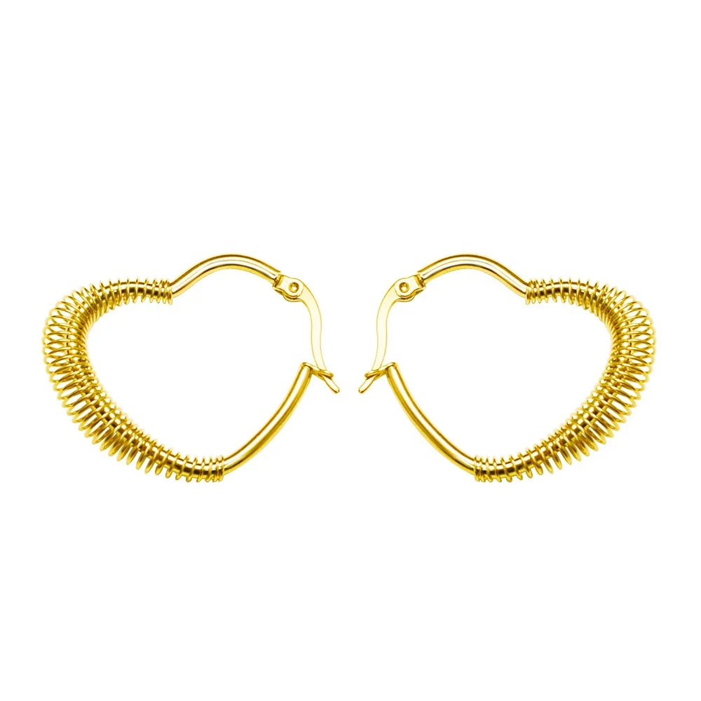 New Heart Hoop High Quality 18k Gold Plated Stainless Steel Earrings Fashion Women Jewelry