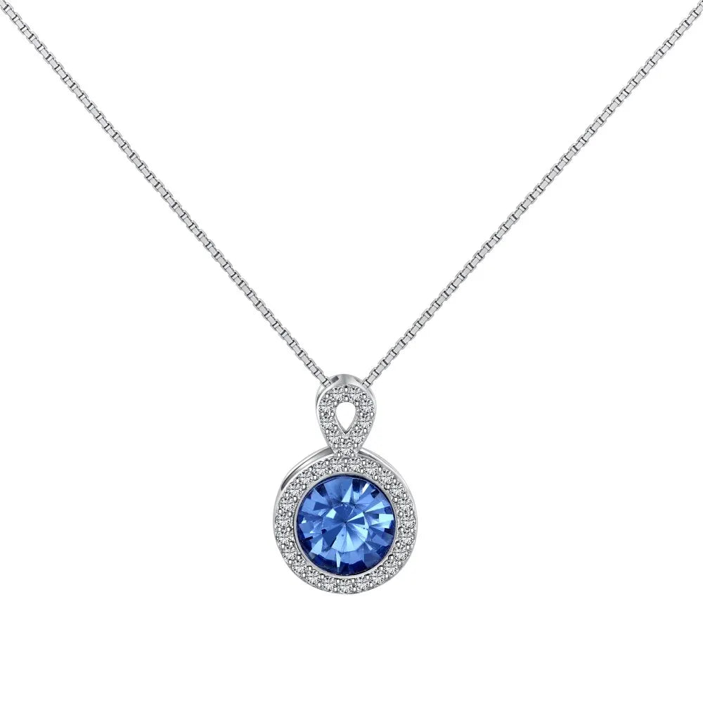Dylam Round Cubic Zirconia Pendant Necklace S925 Sterling Silver Necklace Romantic Heart of Ocean Emerald Necklaces for Women