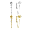 FUAMAY 18K Gold Plated Sterling Silver Solitaire Chain Stud Earrings CZ Stone Engagement Gift