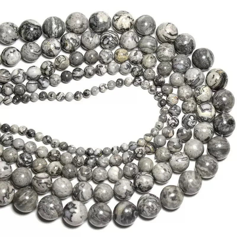 Hot Selling Map Jasper Stone Beads Natural Stone Round Gemstone Loose Beads for DIY Jewelry Making