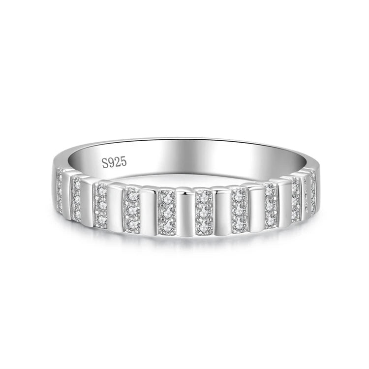 Hot Sale 925 Sterling Silver Exquisite Lines Micro Inlay CZ Diamond Stackable Rings for Women