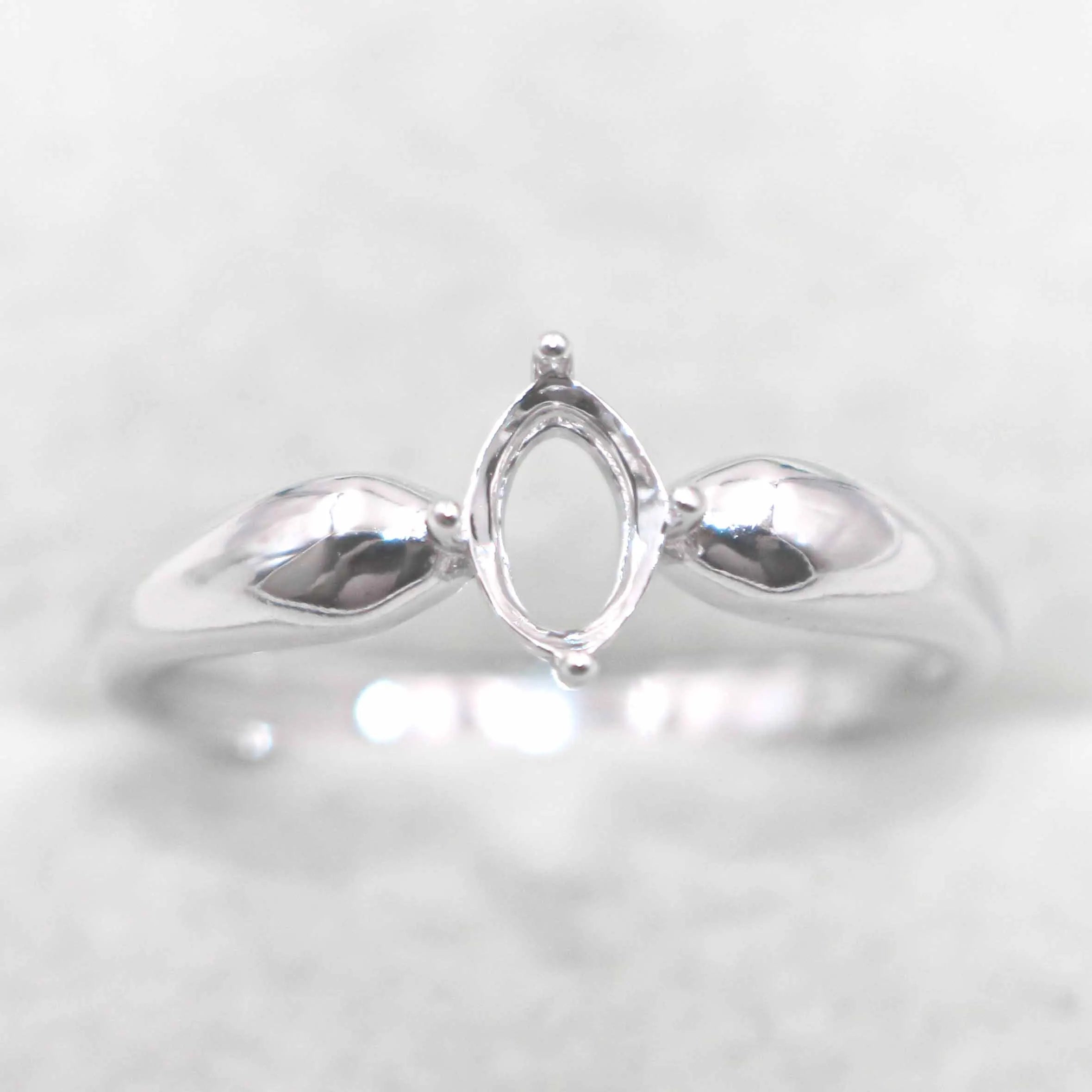 Semi Mount 4*6/6*8mm Sterling Silver Ring Frame Empty Blank S925 Claws Setting Base Holder Without Center Stone for DIY Inlay