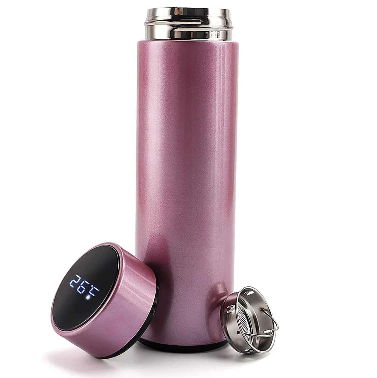 350ml/500ml Portable Smart LCD Touch Screen Stainless Steel Vacuum Infuser Water Bottle 12-24hr Thermal Insulation Back School
