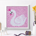 Children's Easy Cartoon Animal DIY 5D Diamond Painting Kits Swan Crystal Diamond Painting with Frame for Kids Gift