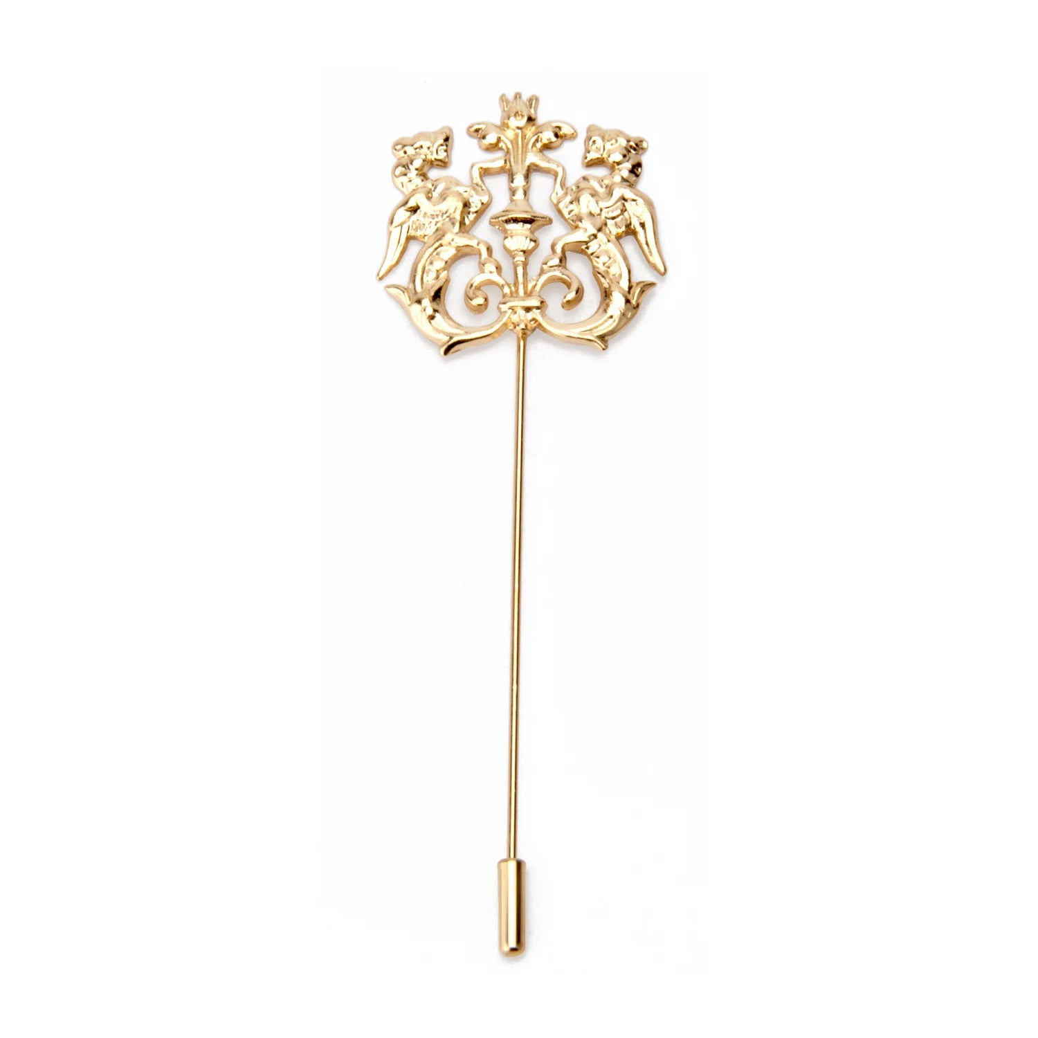 Daili Gold Vintage Heraldic Brooch Exquisite Long-handled Brooch Handmade Lapel Pin Brooch Pearl Lapel Pins for Unisex