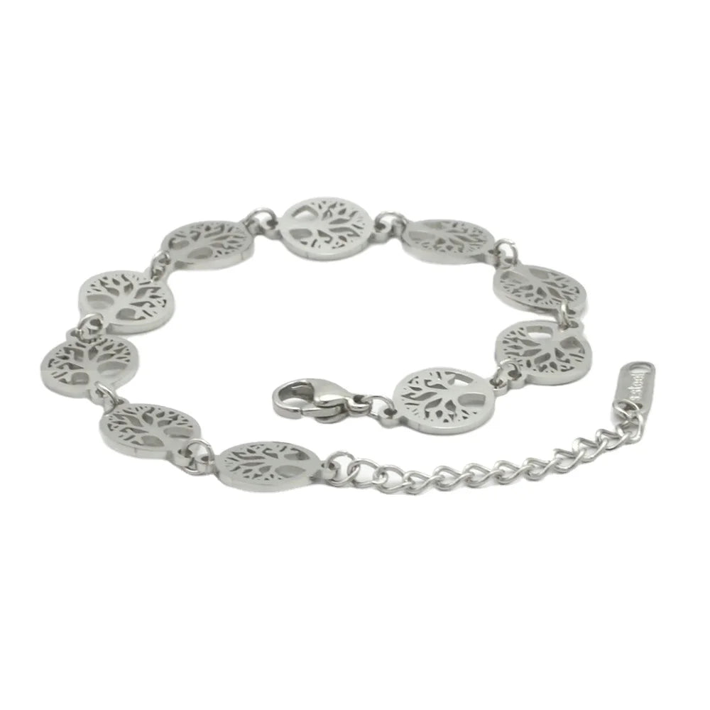 Tree of Life Charm Bracelet Silver Gold Plated Stainless Steel Charm Bracelet for Women