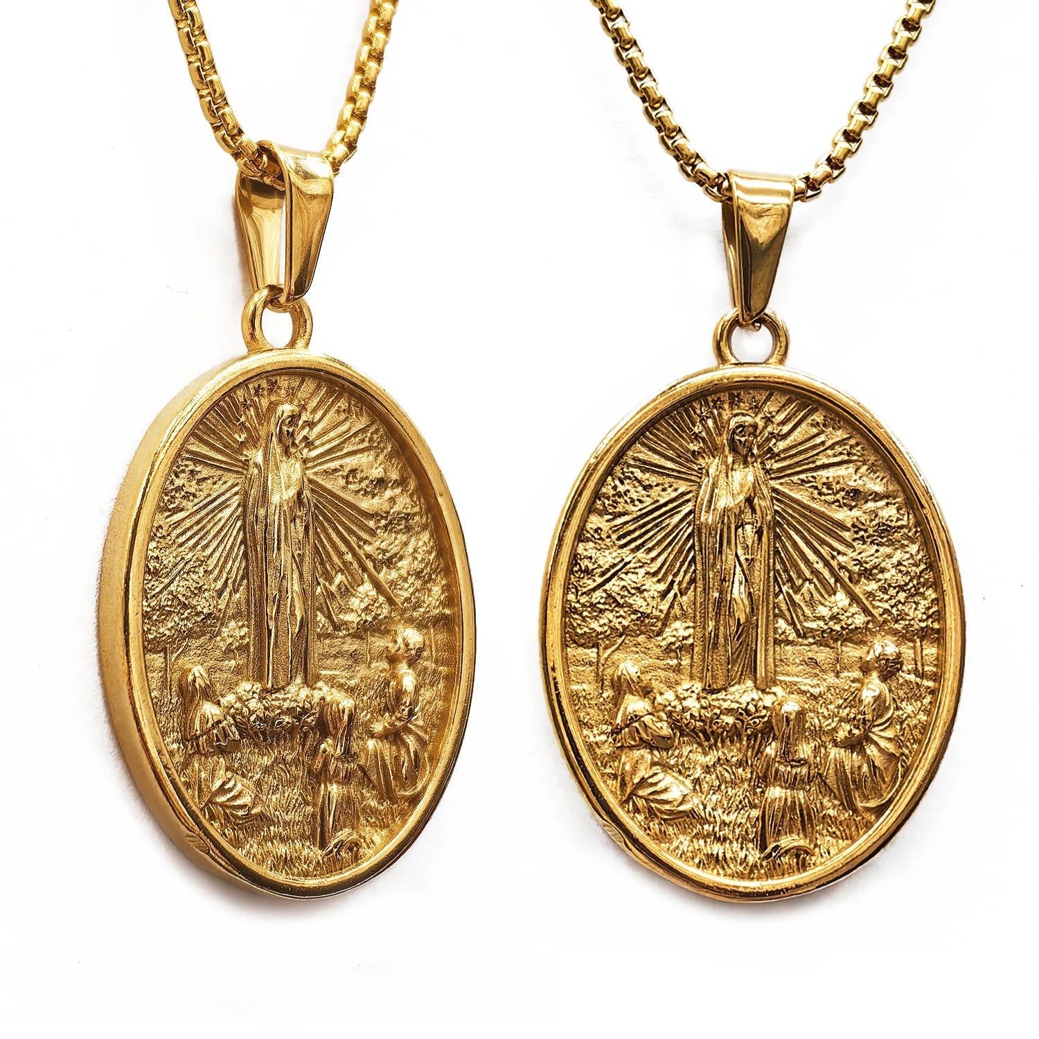 New Customized Jesus Hamsa Hand Religious 24k Gold Plated Virgin Mary Pendant Religious Guadalupe Charm Necklace Jewelry