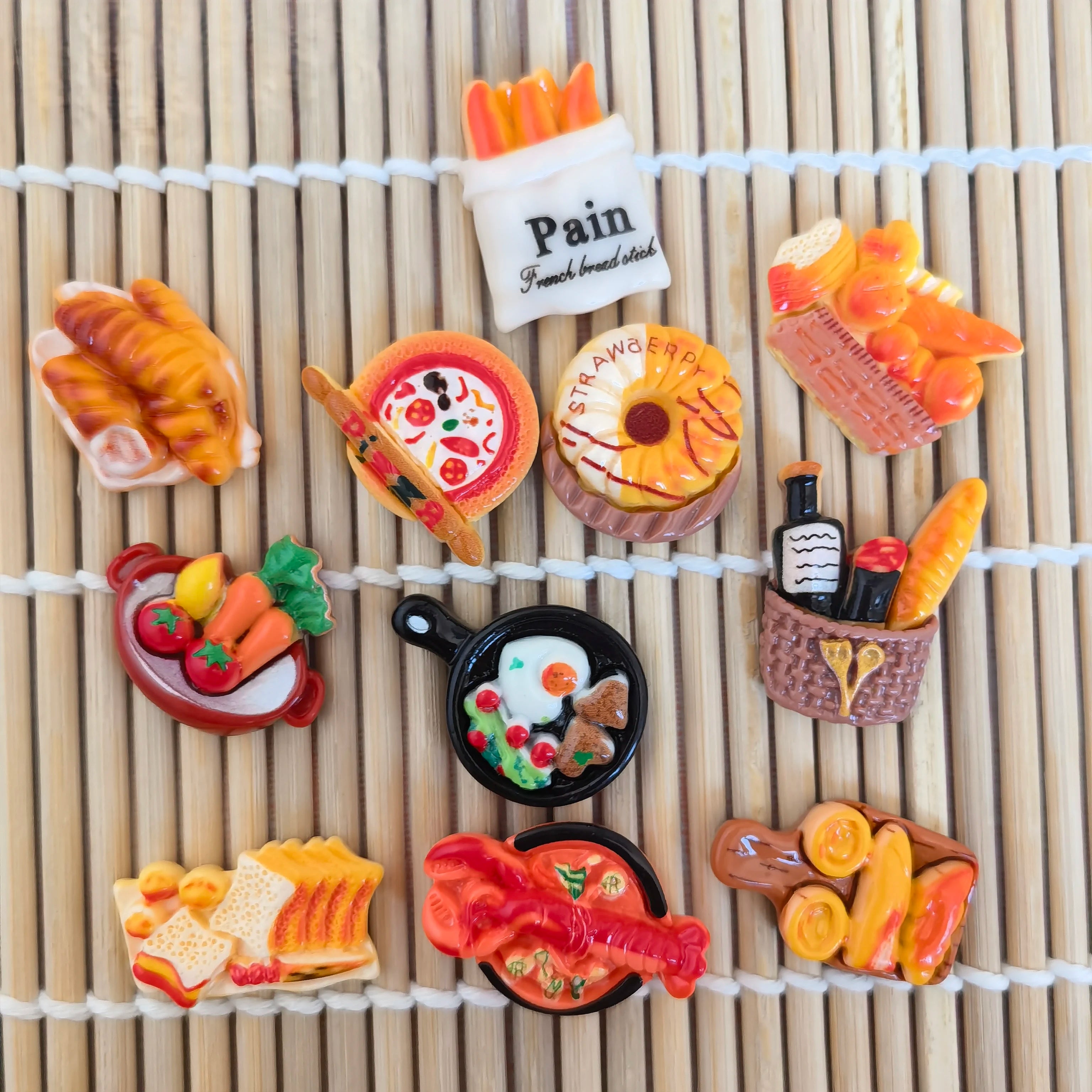 100Pcs Assorted Resin Artificial Bread Cabochons Food Theme Flatback Charms No Hole Beads for Hair Clip Crafts Jewelry Making
