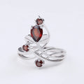 Abiding OEM/ODM New Design Garnet Jewelry 925 Sterling Silver Rhodium Plated Party Ring for Woman