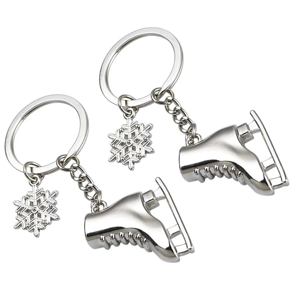 Zinc Alloy Key Chain Winter Sports Ice Skating Shoe Key Chains Metal Bag Charms for Winter Rhinestone Key Chain