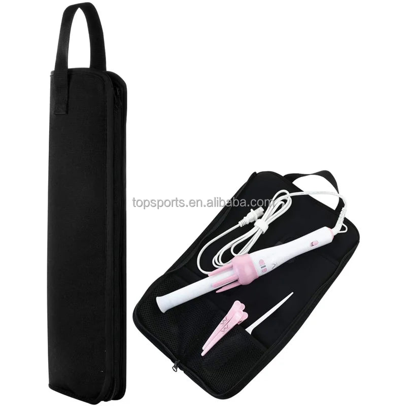 Black Heat Resistant Universal Curling Iron Sleeve Neoprene Flat Iron Case for Travel/Gym/ Home