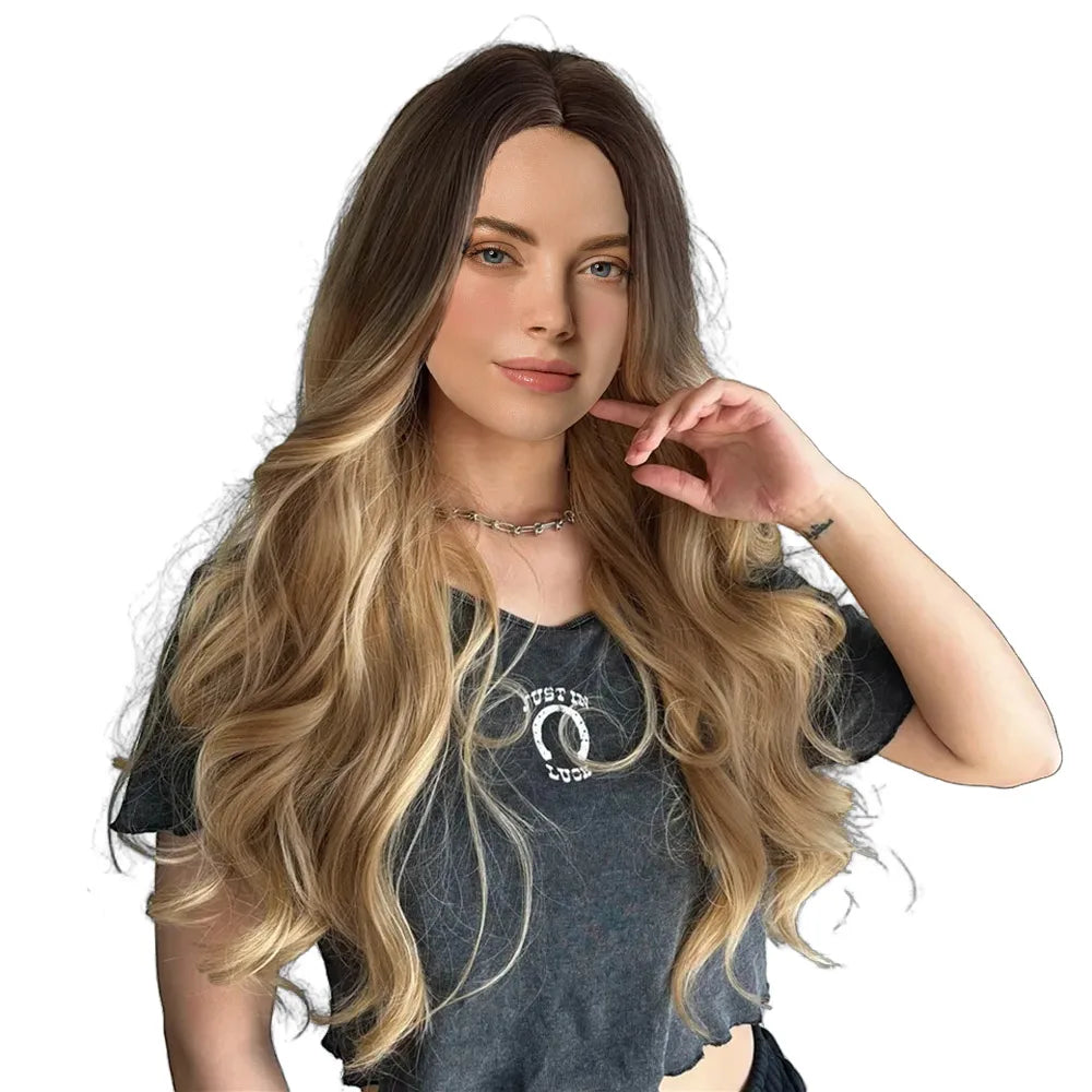 Brown Lace Front Synthetic Wigs Human Hair Long Kinky Curly Daily Pre Plucked for Ladies 28 Inch Kinky Curl Average Size 1pcs
