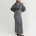 China Skirt Manufacturer Custom Autumn Winter Warm Knitted Ribbed Long Elastic Knit Cashmere Skirt for Women