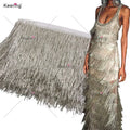 Small MOQ Fast Shipping Keering in Stock Dress Glass Ribbon Fringe Beaded Tassel Trim 15cm for Shirt