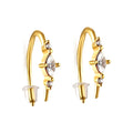Geometric Hoop Earrings Stud 18k Gold Plated Stainless Steel Inlaid Zircon C-shaped Earrings Statement Hoop Earring Jewelry