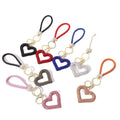Bling Diamond Heart Key Chains Car Keychain Women Handbag Bag Pendant Metal Crystal Keyring with Lanyard