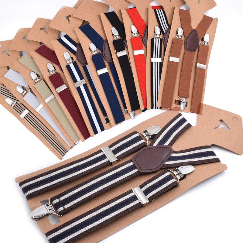 Wholesale Men Women Fashion Y Back Adjustable Braces High Quality 2.5cm Width 3 Clip Elastic Suspenders