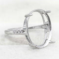 Sterling Silver 13*16/13*18/14*19/15*20mm Semi Mount Ring Empty Support Blank Claws Setting Without Center Stone for DIY Inlay